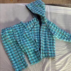 Kids' Blue and Red Patterned Jacket and Pants Set